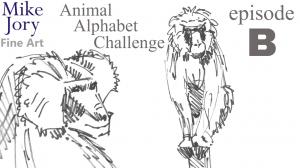 Five minute baboon drawing - animal alphabet challenge - episode B